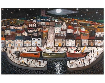Cornish Harbour High Gloss Print/Poster from an Original Painting by Alan Furneaux A3/A4 Sizes