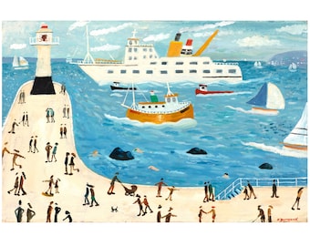 The Scillonian Ferry. A4 or A3 Artists Glossy Poster/ Print from an Original by Alan Furneaux