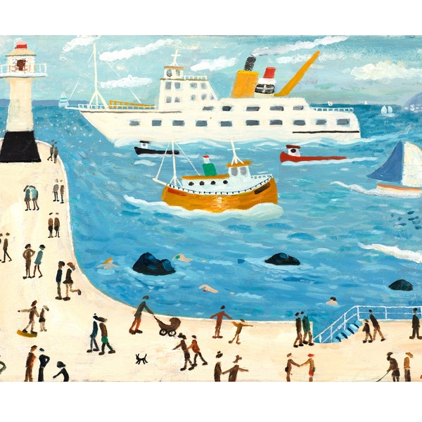 Le ferry scillonien. A4 ou A3 Artistes Affiche brillante / Impression d’un original par Alan Furneaux