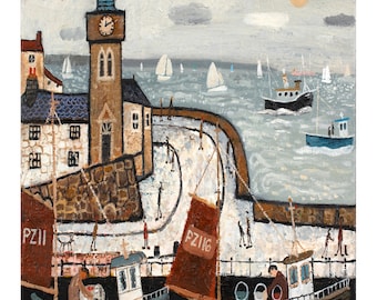 Porthleven Harbour .Ocean Inspired Artists High Gloss Poster A4 /A3 Sizes