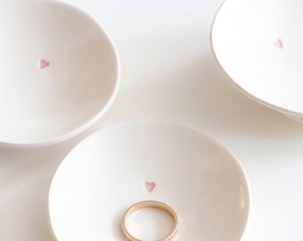ceramic SOFT PINK Heart Ring Dish: kiln fired and simple (small 3" dish)