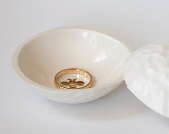 ceramic: Genuine 22k Gold BEE Minimalist Bowl, wedding ring dish, birthday bee bowl - TINY 2.5" bowl, made in usa