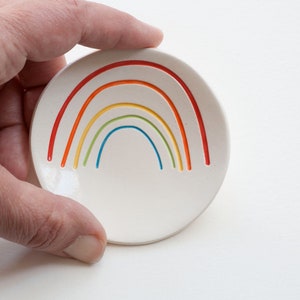 ceramic: Big RAINBOW ring dish, original art / colorful simple ring dish / 3 dish made in the usa DISH only