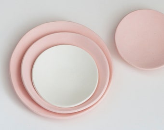 ceramic: BLUSH pink simple ceramic dish - RAW clay, NO Glaze, Unprotected, no reflections underglaze, made in usa