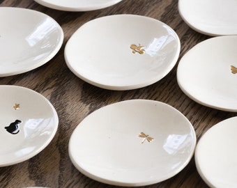 RESERVED // (12) genuine 22K GOLD Ceramic Ring Dish made with a rustic natural clay (small 3" dish) made in the usa