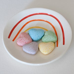 ceramic: Big RAINBOW ring dish, original art / colorful simple ring dish / 3 dish made in the usa image 8