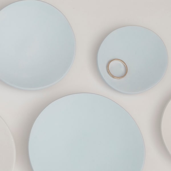 ceramic: ARCTIC Blue RAW simple ceramic dish - NO Glaze, Unprotected, no reflections underglaze, made in usa