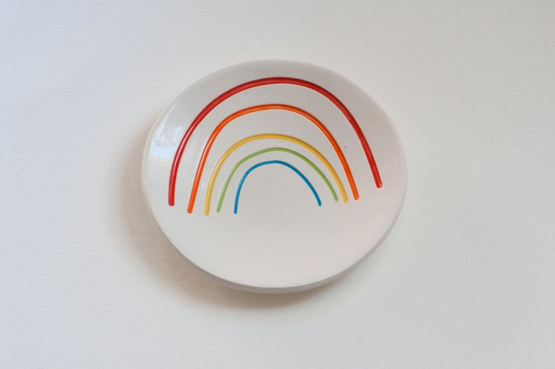 ceramic: Big RAINBOW ring dish, original art / colorful simple ring dish / 3 dish made in the usa image 7