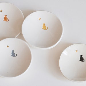 ceramic: ORANGE TABBY Cat Dish with genuine 22k Gold Star Mini 3 Ceramic Ring Dish for Cat Lovers, made in usa image 6