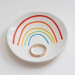 ceramic: Big RAINBOW ring dish, original art / colorful simple ring dish / 3 dish made in the usa image 3