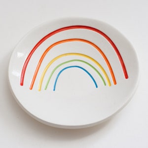 ceramic: Big RAINBOW ring dish, original art / colorful simple ring dish / 3 dish made in the usa image 2