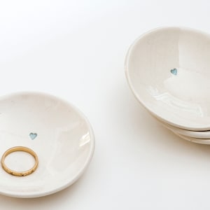 Light Blue Heart Ring Dish: Handmade Ceramic Jewelry Holder