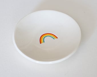 Little RAINBOW ceramic ring dish (small 3" dish)