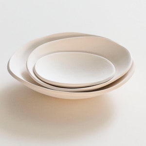 ceramic: RAW CLAY simple ceramic dish white ring dish, tiny clay dish, very SMALL dishes no glaze, no refection, paintable made in usa image 6