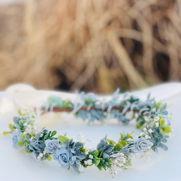 Blue Flower Crown Etsy