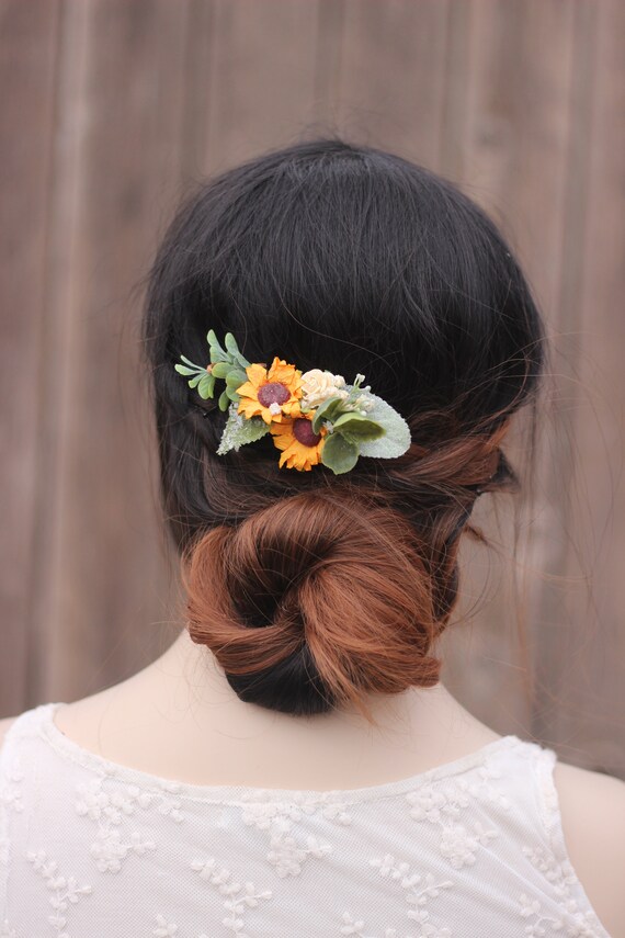 Flower Hair Comb Sunflower Flower Hair Clip Flower Hair Etsy