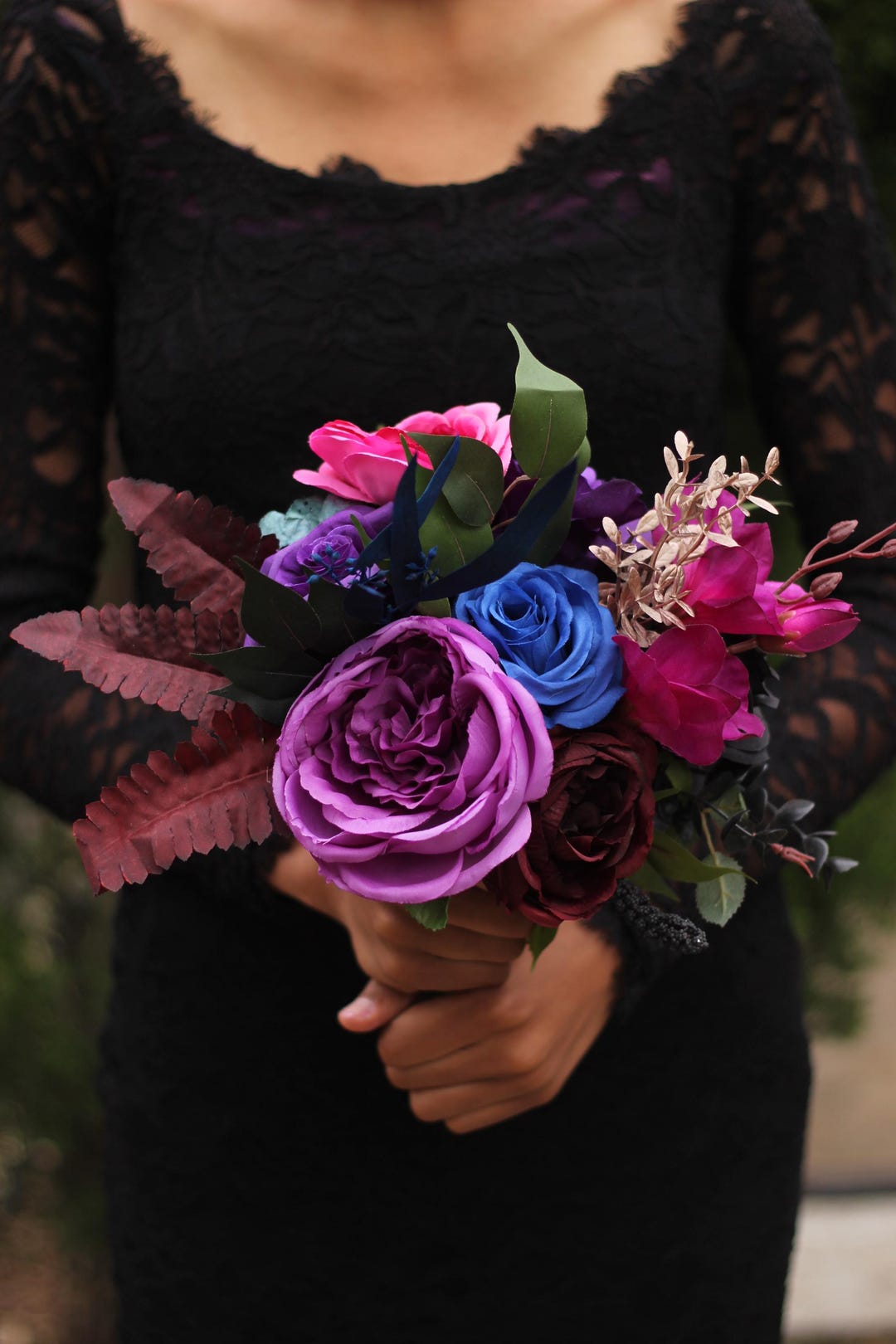 Moody Jewel Tone Teal Blue Magenta Bouquet Fuchsia Purple Wedding ...