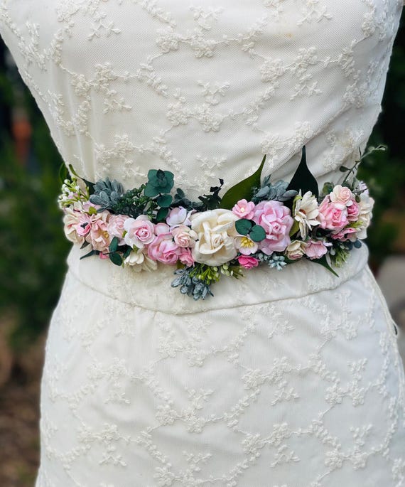 Spring Wedding Belt White Flower Bridal Belt, Wedding Belt, Boho
