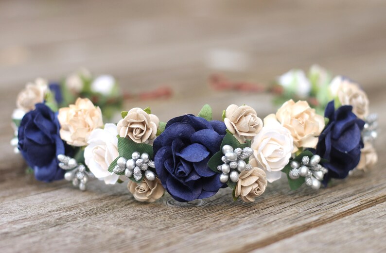 navy blue flower crown