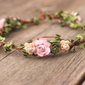 Mauve and green wedding, Flower crown