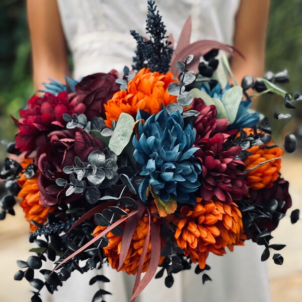 Orange and Black Fake Flower Bouquets Etsy
