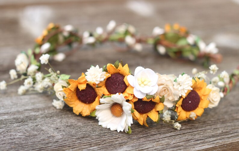 Sunflower Wedding Crown Rustic Daisy Flower Crown Babies Etsy