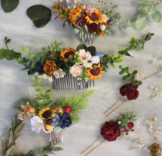 sunflower wedding hair piece