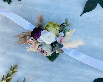 Prom corsage colorful, Dried flowers, Flower wrist corsage wedding