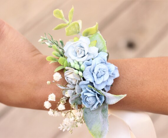 blue flower corsage