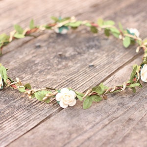 Cream gold wedding flower crown