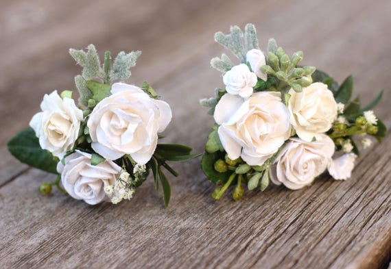 Flower Hair Pins Bridal White Flower Hair Pins Wedding Etsy