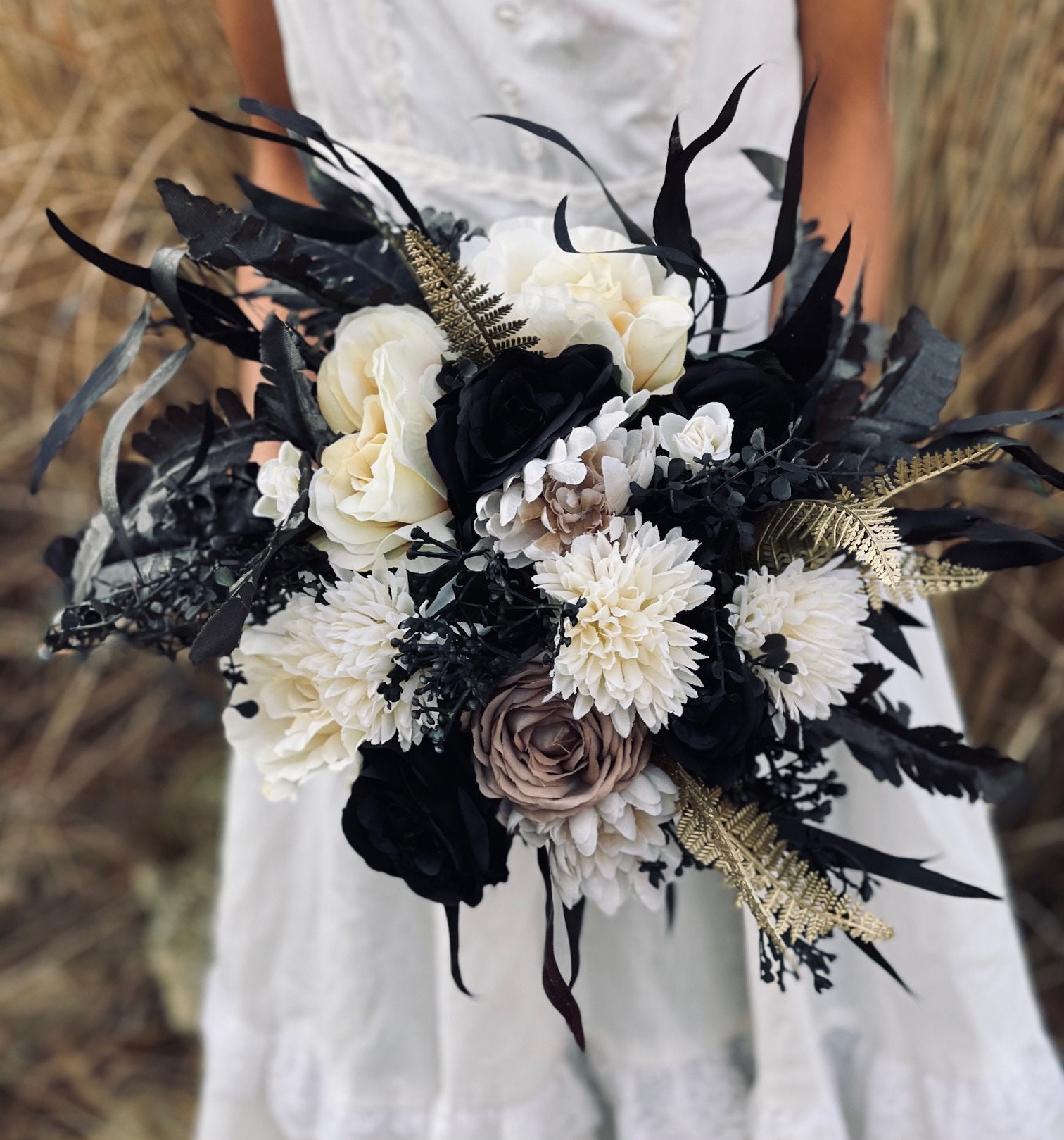 Floral Arrangement Black And White Bridal Bouquet Black White