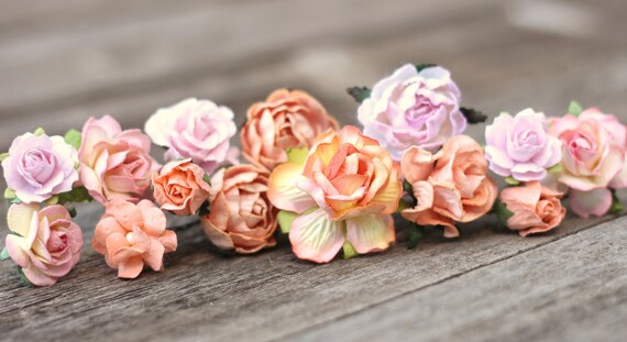 peach flower hair accessories