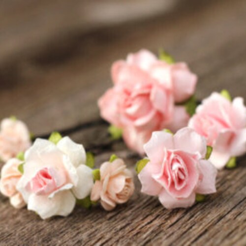 Blush Pink Bobby Pins Hair Set Pale Pink Floral Hair Pins Etsy