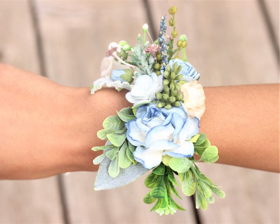 blue flower corsage