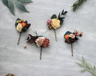 Flower hair pins Fall wedding Hair accessories Floral Hairpiece Bridesmaid