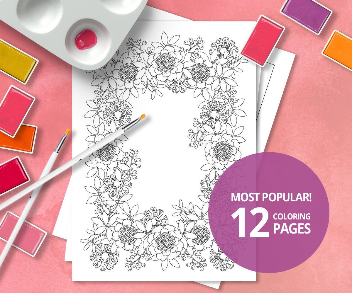 12 Adult Coloring Pages for Adult Digital Coloring Pages - Etsy