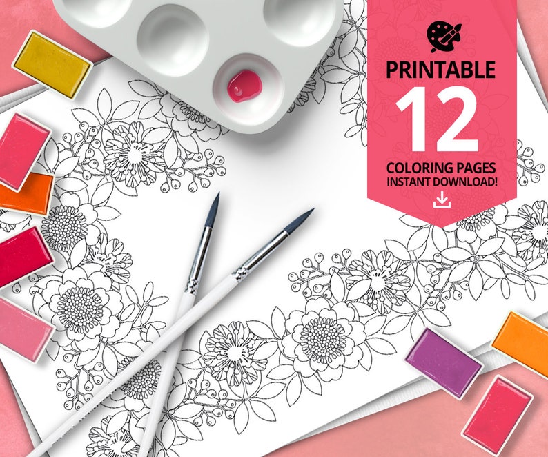 12 Adult Coloring Pages for Adult , Digital Coloring Pages, Colouring ...