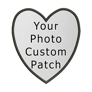 Benutzerdefinierter Herz-Fotopatch zum Aufnähen, personalisierter Herzform-Jackenaufnäher, Benutzerdefiniertes Logo-Patch für Kampfweste, gedruckter Leinwand-Porträt-Patch