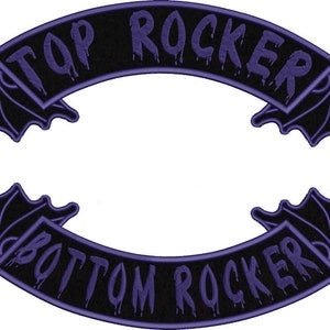 Bat Bottom Top Rocker, Embroidered Patch, Custom Embroidered, Custom Embroidery, Biker Patch, Motorcycle Patch, Personalized Patch,BackPatch