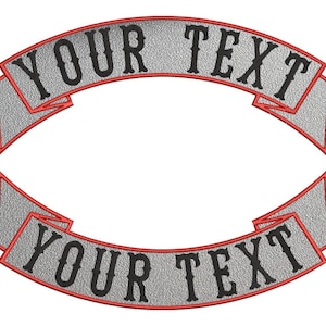 REFLECTIVE Bottom Top Rocker, Embroidered Patch, Custom Embroidered, Custom Embroidery, Biker Patch, Motorcycle Patch, Back Patch