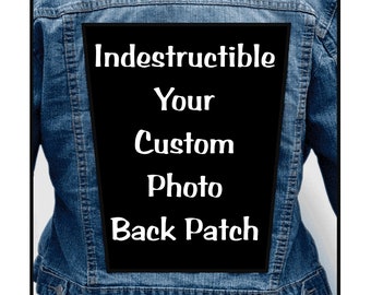 Kundenspezifisches Foto-Rückenaufnäher für Jacke zum Aufbügeln, personalisierter großer Kampfwestenaufnäher, benutzerdefinierter Bandmerch-Aufnäher, Leinwanddruck schwerer Aufnäher