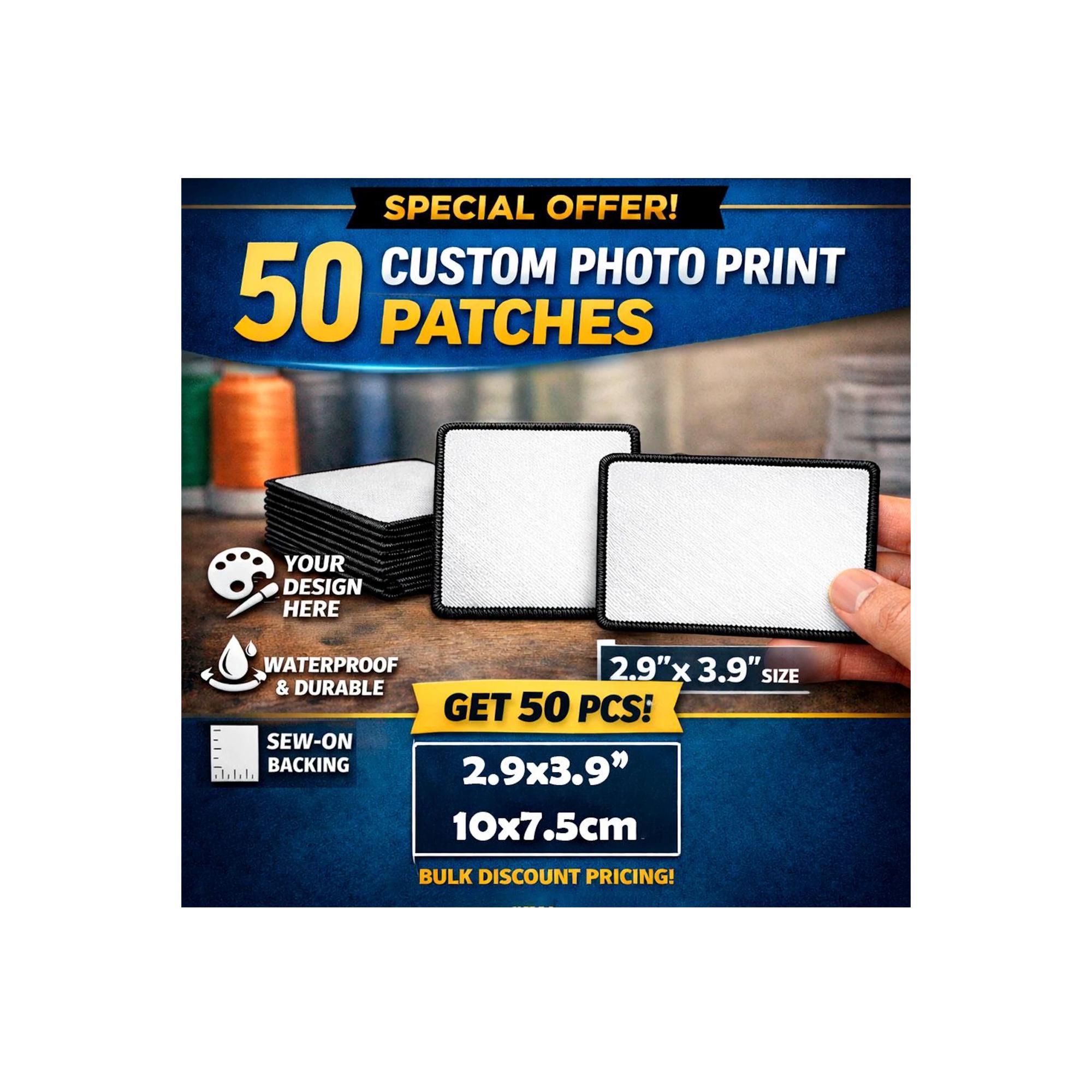 50pc Bulk Custom Photo Patches 3.9x2.9 Rectangular Picture Patch ...