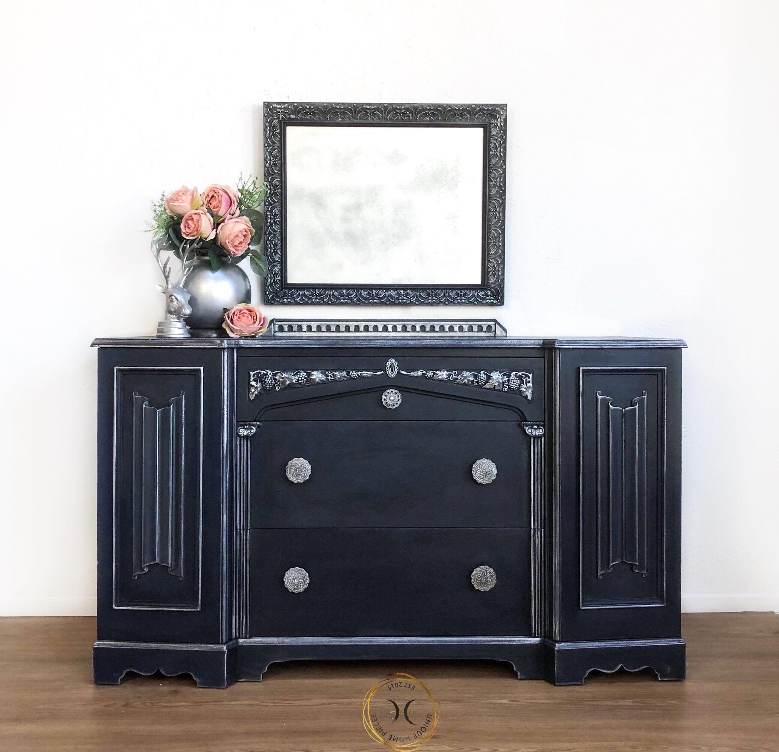 Dark Blue Dressing Table/Blue Sideboard/ Painted Etsy