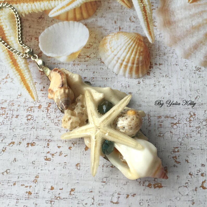 Seashell Necklace, Real Seashells, Resin Jewelry, Summer Necklace, Real