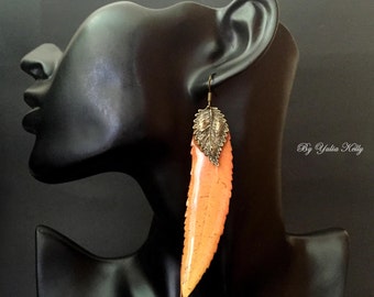 Epoxy Resin Leave, Yellow Resin Leave, Resin Jewelry, Botanical Nature Jewelry, Real Leaf Jewelry, Natural Dangle Earrings, Resin Jewellery