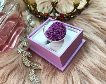 Bague globe en verre, Terrarium globe en verre, Anneaux pour ampoules en verre, Anneau rond en verre transparent, Bijoux globe en verre, Anneau de bonbon en verre, Anneau rond en cristal