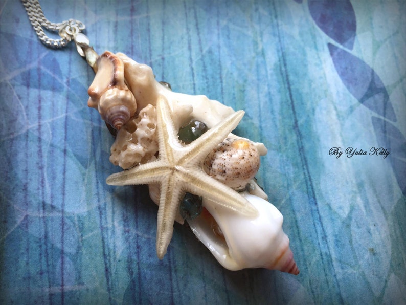 Seashell Necklace, Real Seashells, Resin Jewelry, Summer Necklace, Real