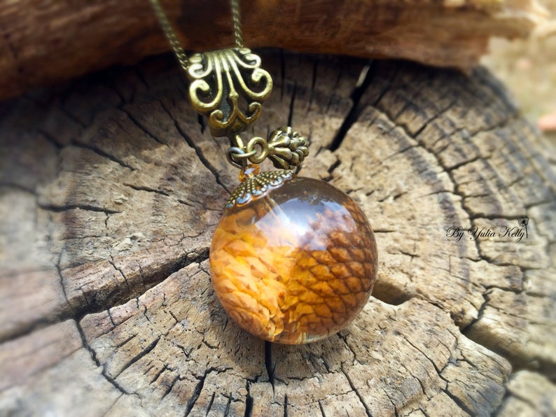 Pine Cones Jewelry, Pine Cones Necklace, Resin Jewelry With Small Cones