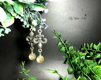 Real Dandelion Earrings, Flower Resin Jewelry, Dangle Earrings, Earrings With Dandelion, Epoxy Resin Earrings, Crystal Resin Earrings